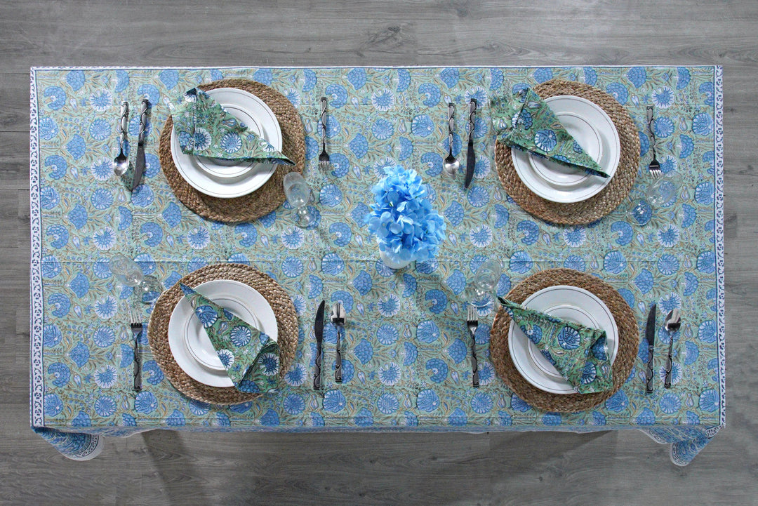 Asparagus Green Gadd Square Tablecloth - handmade cotton tablecloth by FabricSG