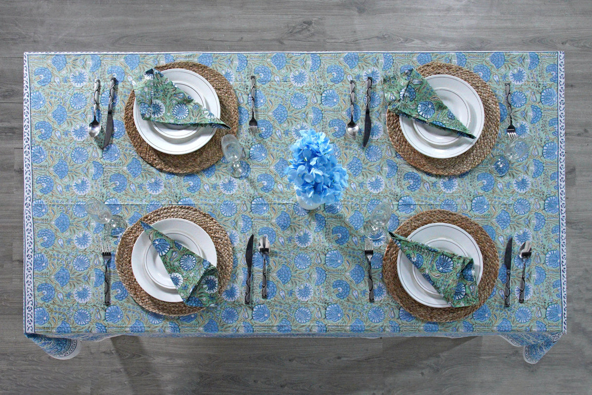 Asparagus Green Gadd Square Tablecloth - handmade cotton tablecloth by FabricSG