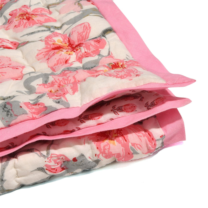 Comforter Throw Blanket Floral Print Reversible Cotton Quilt