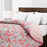 Comforter Throw Blanket Floral Print Reversible Cotton Quilt