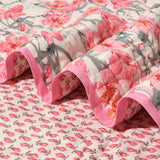 Comforter Throw Blanket Floral Print Reversible Cotton Quilt