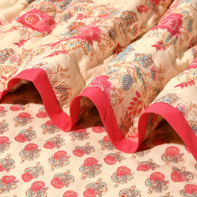 Throw Blanket Indian Handmade Reversible Cotton Quilt