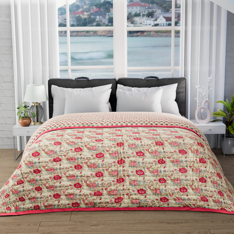 Throw Blanket Indian Handmade Reversible Cotton Quilt