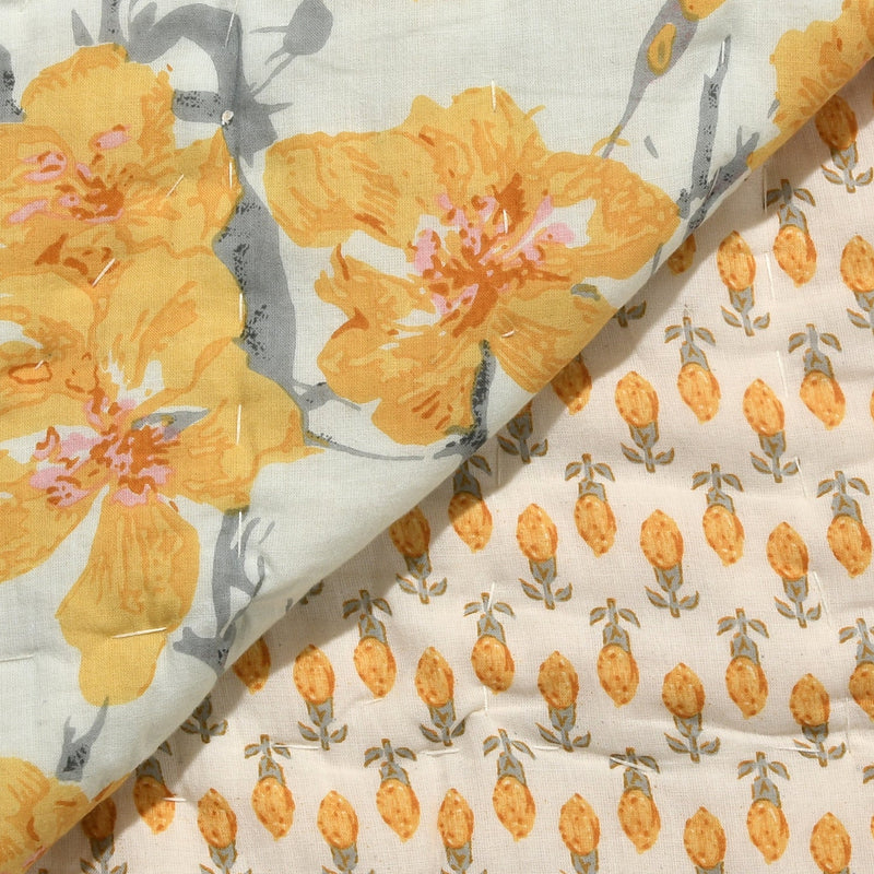 Comforter Throw Blanket Floral Print Reversible Cotton Quilt
