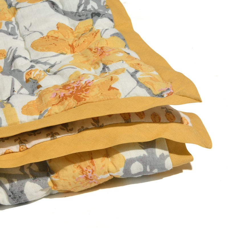 Comforter Throw Blanket Floral Print Reversible Cotton Quilt