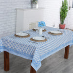 Cerulean Blue Leaf Print Tablecloth
