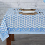 Cerulean Blue Leaf Print Tablecloth