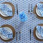 Cerulean Blue Leaf Print Tablecloth