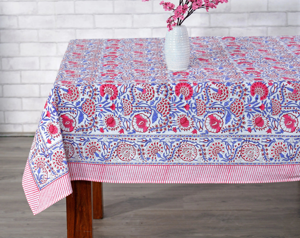 Pigeon Blue and Flamingo Pink Square Tablecloth