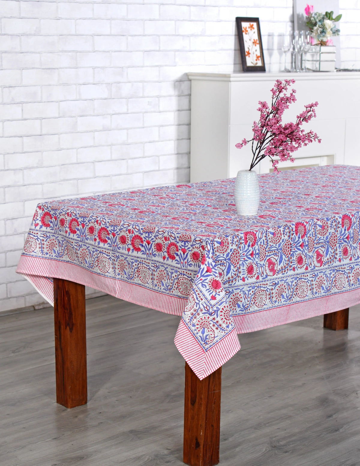 Pigeon Blue and Flamingo Pink Square Tablecloth