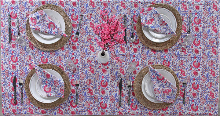 Pigeon Blue and Flamingo Pink Square Tablecloth