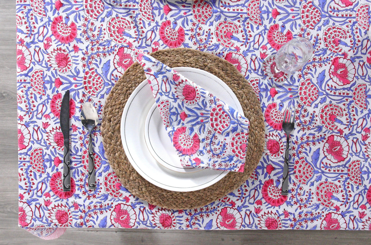 Pigeon Blue and Flamingo Pink Square Tablecloth