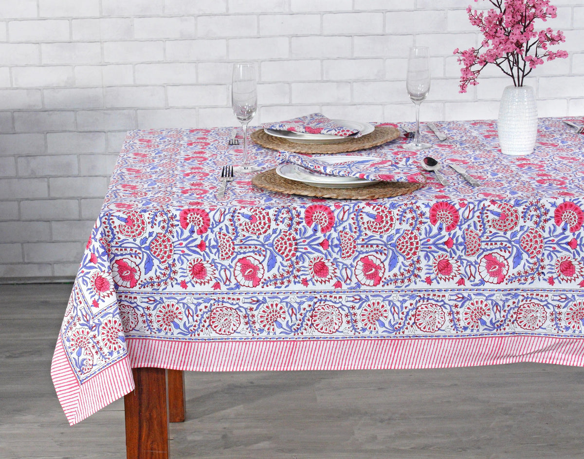 Pigeon Blue and Flamingo Pink Square Tablecloth