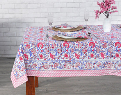 Pigeon Blue and Flamingo Pink Square Tablecloth
