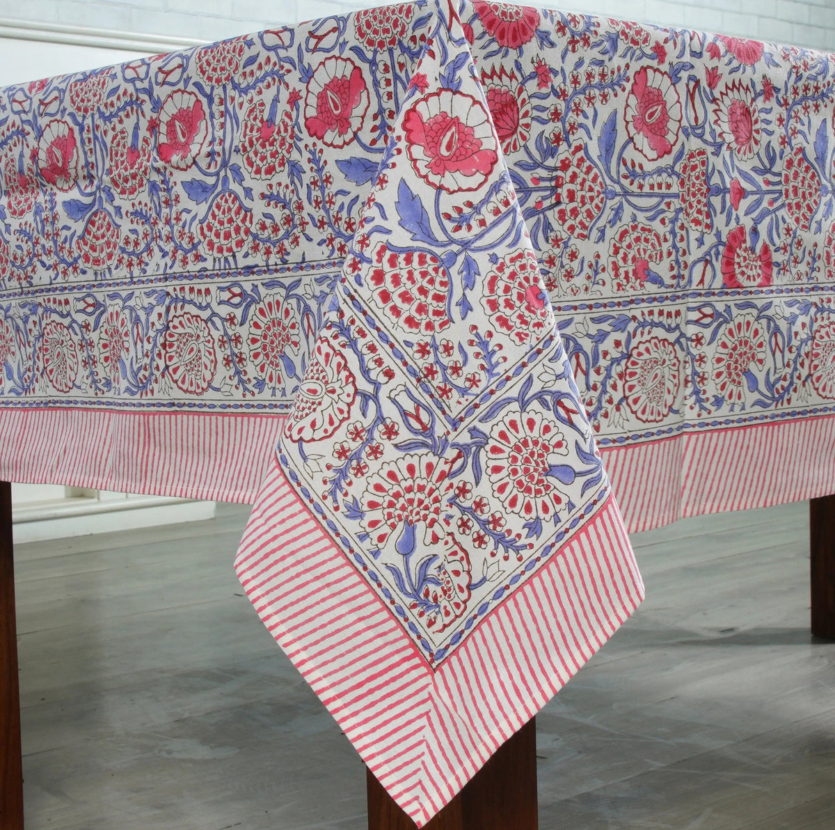 Pigeon Blue and Flamingo Pink Square Tablecloth