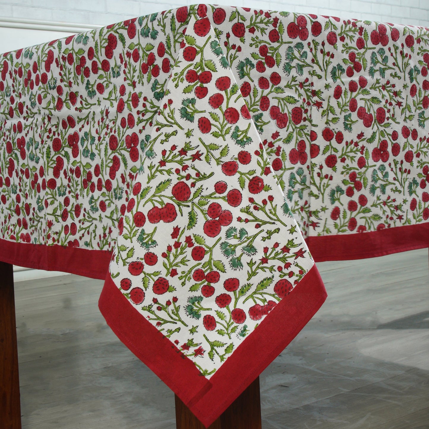 Garnet Red Cherry Print Tablecloth