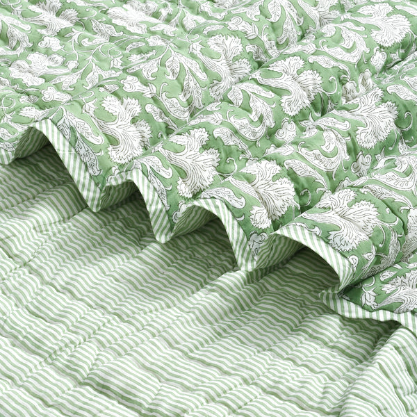 Comforter Throw Blanket Hand Block Printed 100% Cotton Quilt