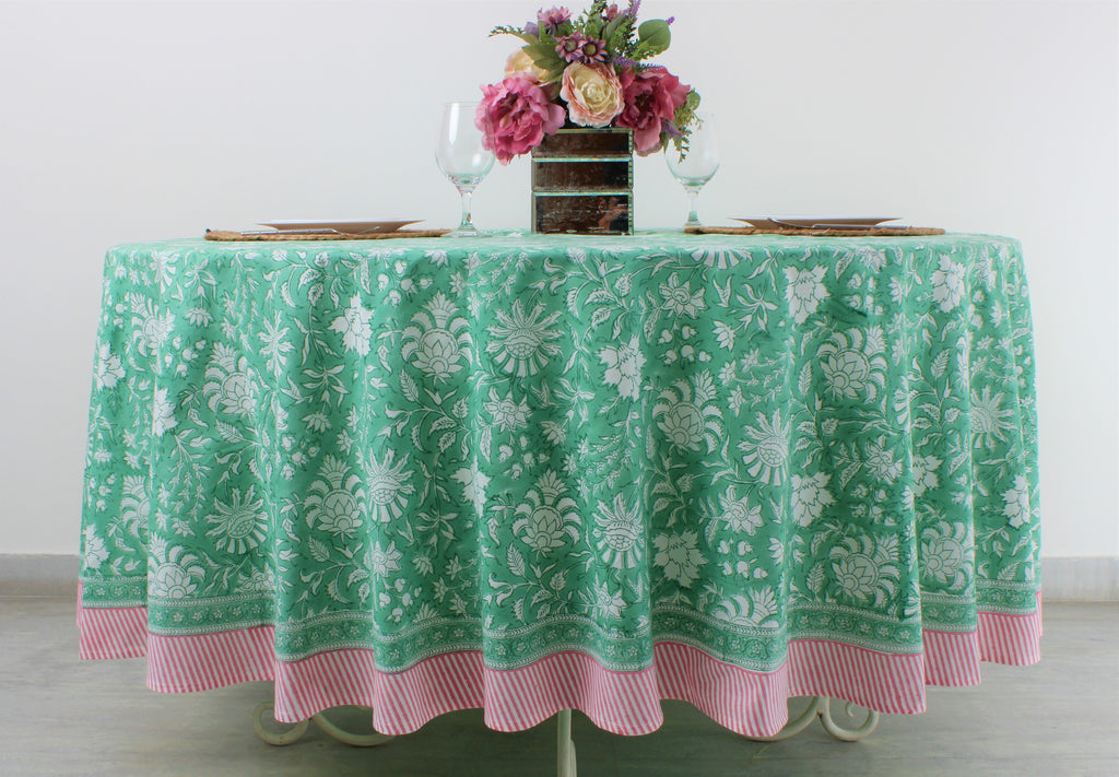 Mint Green Round Tablecloth