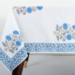 Lapis Blue Big Flower Tablecloth