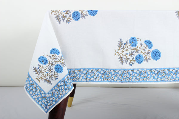 Lapis Blue Big Flower Tablecloth