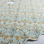 Indian Floral Hand Block Print Piping Scallops Cotton Cloth Christmas Tree Skirt, Farmhouse Outdoor Home House Christmas Decor, Unique, Gift for her, gifts