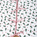 Indian Floral Hand Block Print Piping Scallops Cotton Cloth Christmas Tree Skirt, Farmhouse Outdoor Home House Christmas Decor, Unique, Gift for her, gifts