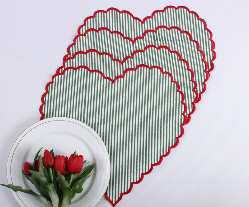 Stripes Printed round and Heart Shape Placemat