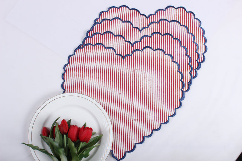 Stripes Printed round and Heart Shape Placemat