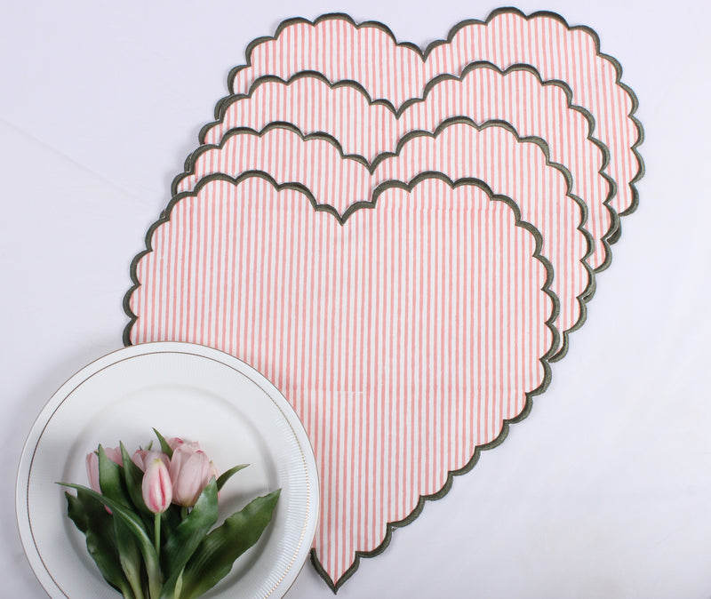 Stripes Printed round and Heart Shape Placemat
