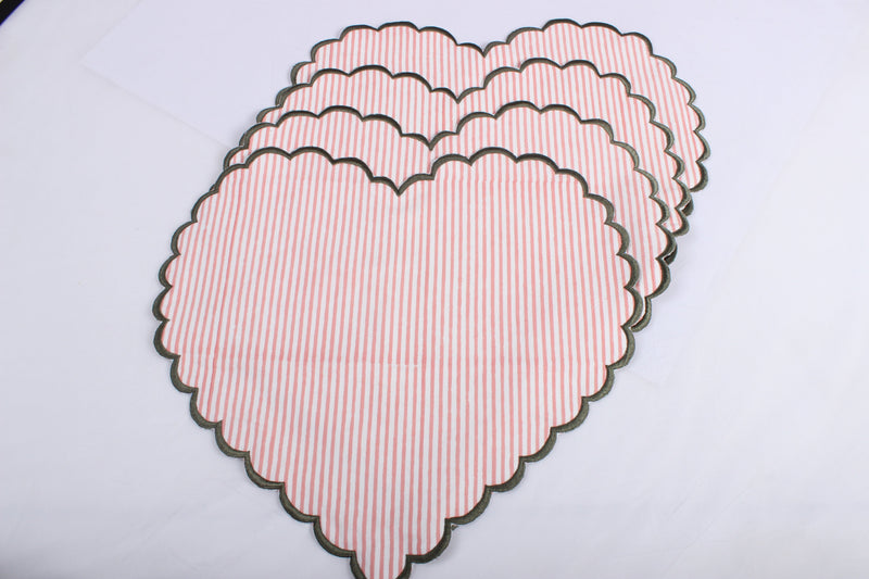 Stripes Printed round and Heart Shape Placemat