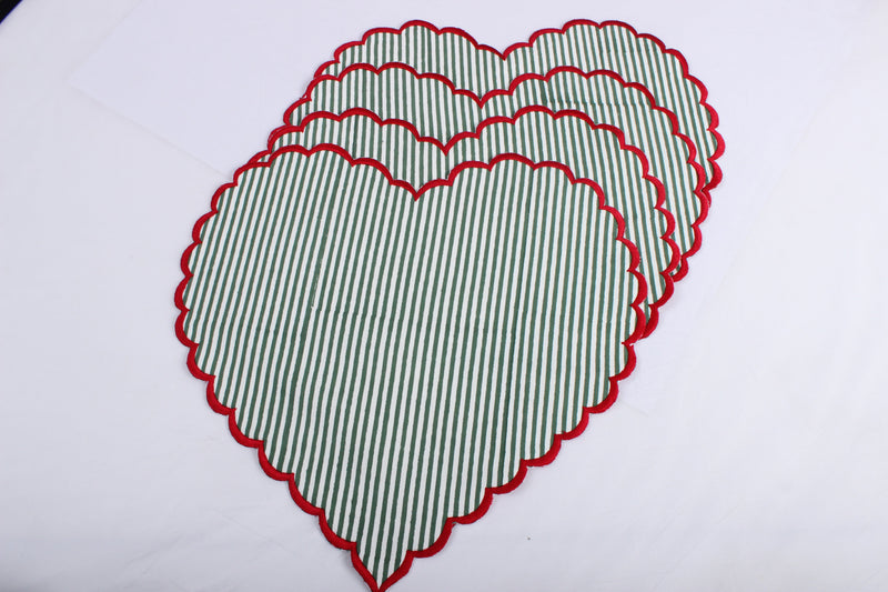 Stripes Printed round and Heart Shape Placemat