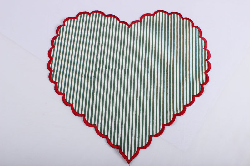 Stripes Printed round and Heart Shape Placemat