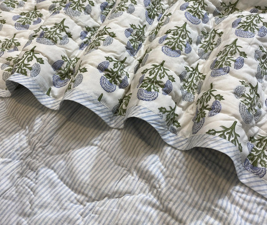 Mughal Buta Blue Quilt