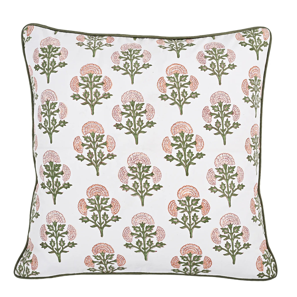 Decorative pillow with floral pattern on a white background