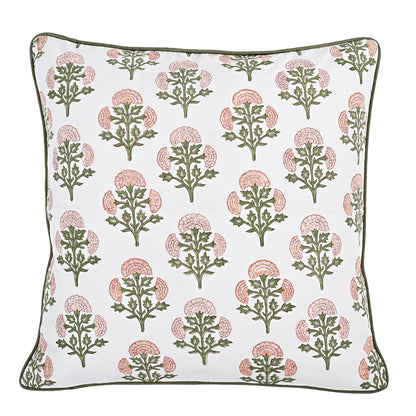 Decorative pillow with floral pattern on a white background