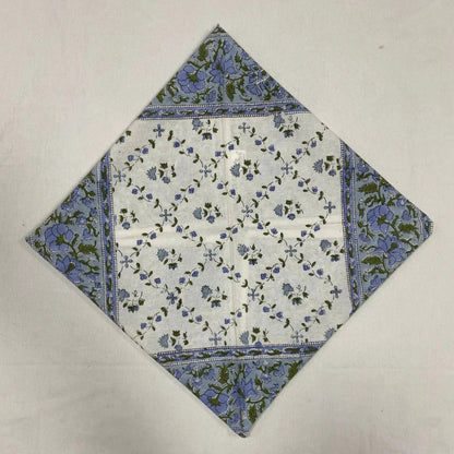 Floral patterned fabric square on a plain background