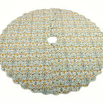 Indian Floral Hand Block Print Piping Scallops Cotton Cloth Christmas Tree Skirt, Farmhouse Outdoor Home House Christmas Decor, Unique, Gift for her, gifts