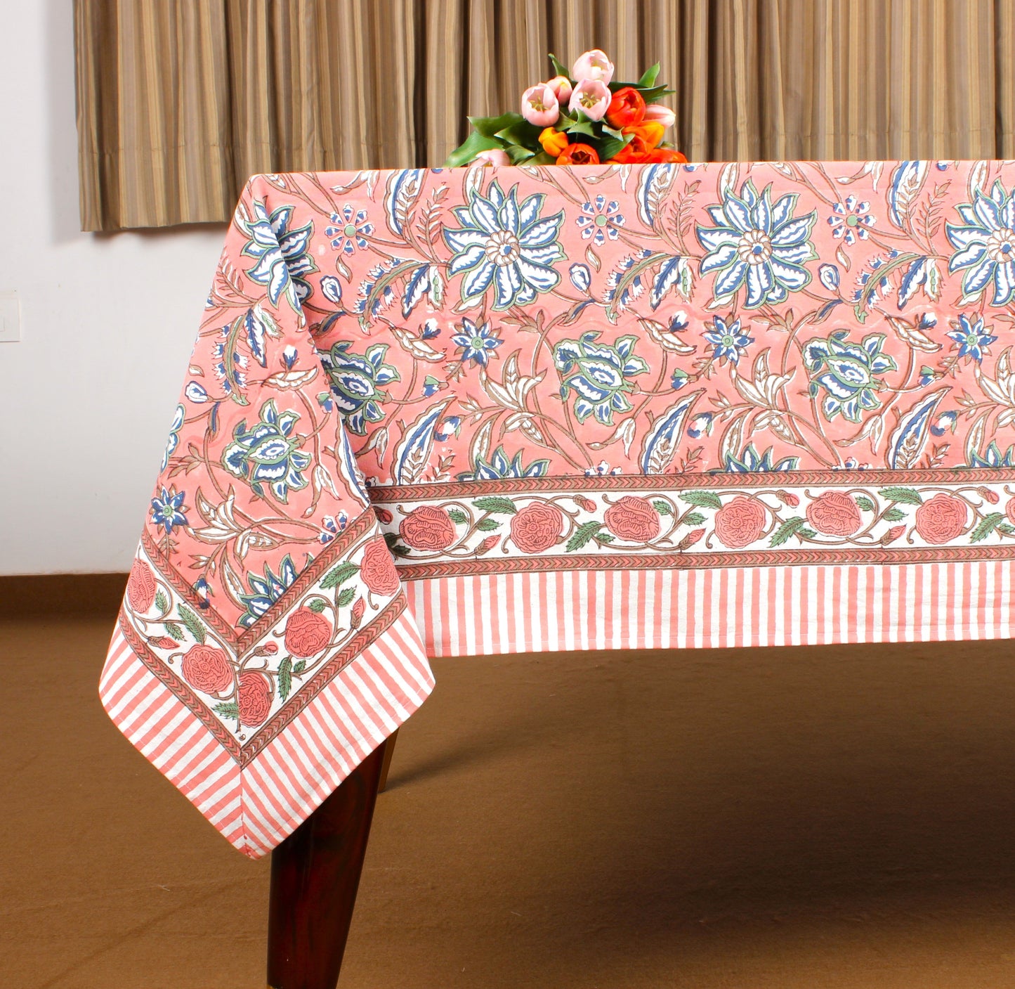 Peach and Berry Blue Tablecloth