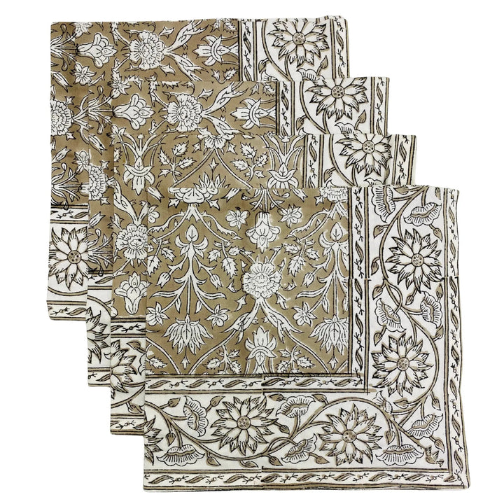 Set of floral patterned napkins on a white background