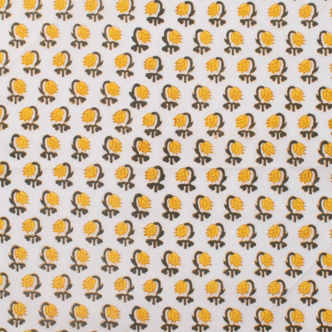 Pattern of yellow and black shapes on a white background