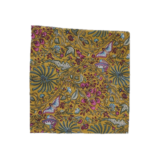 Indian Hand Block Printed Cotton Embroidered Napkins | Block Print Design Sample