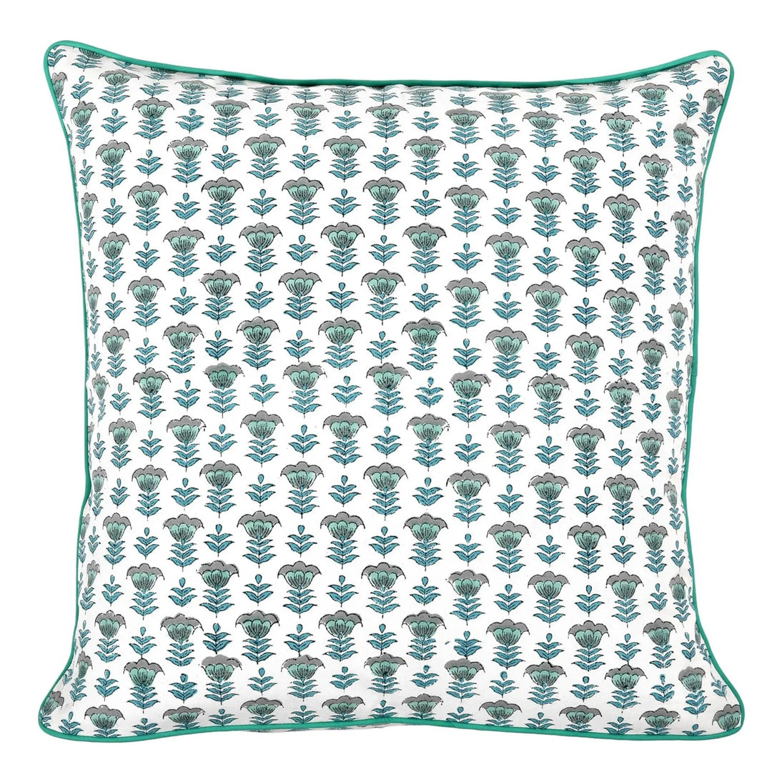 Decorative pillow with floral pattern on a white background