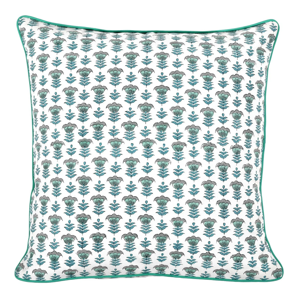 Decorative pillow with floral pattern on a white background