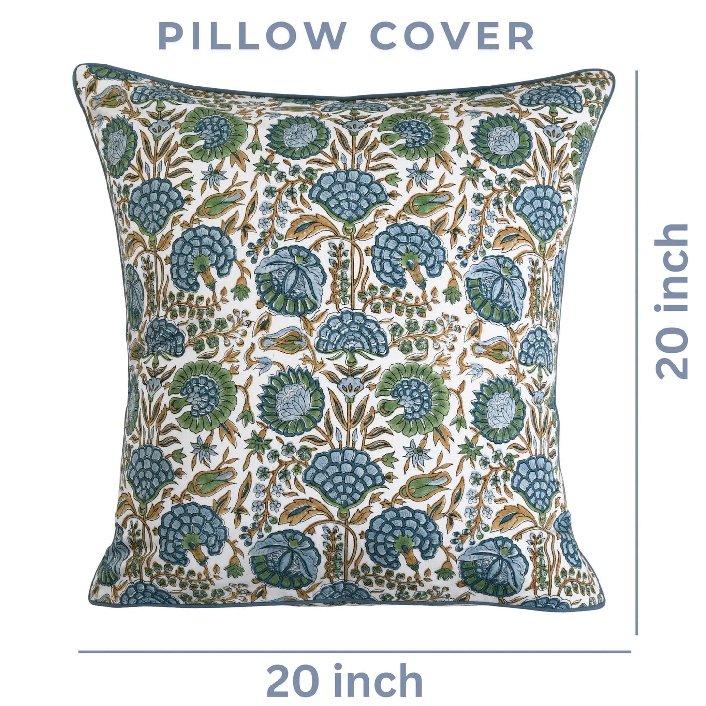 Decorative pillow cover with floral pattern on a white background