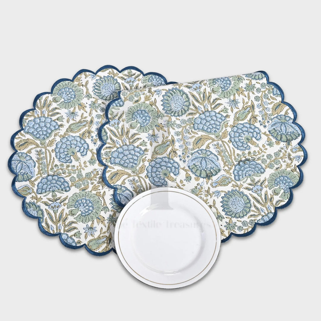 Asparagus Green Round Placemat - handmade cotton placemat by FabricSG
