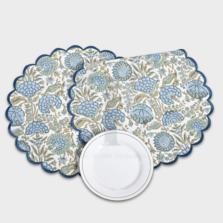 Asparagus Green Round Placemat - handmade cotton placemat by FabricSG
