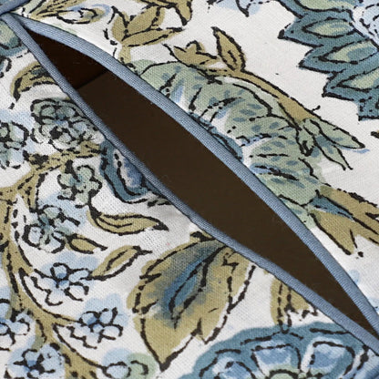 Close-up of a fabric with floral pattern and zipper