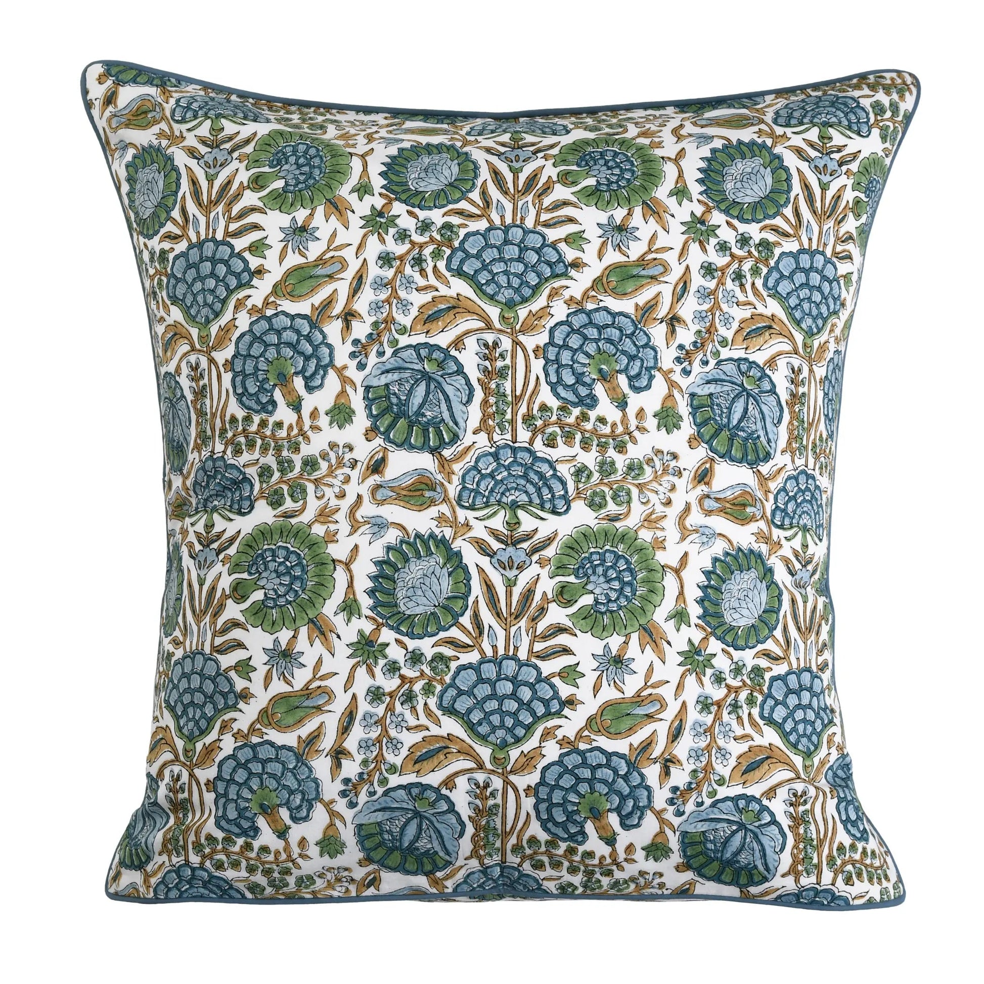 Decorative pillow with floral pattern on a white background