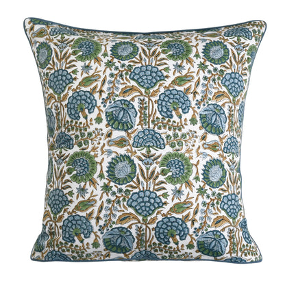 Decorative pillow with floral pattern on a white background