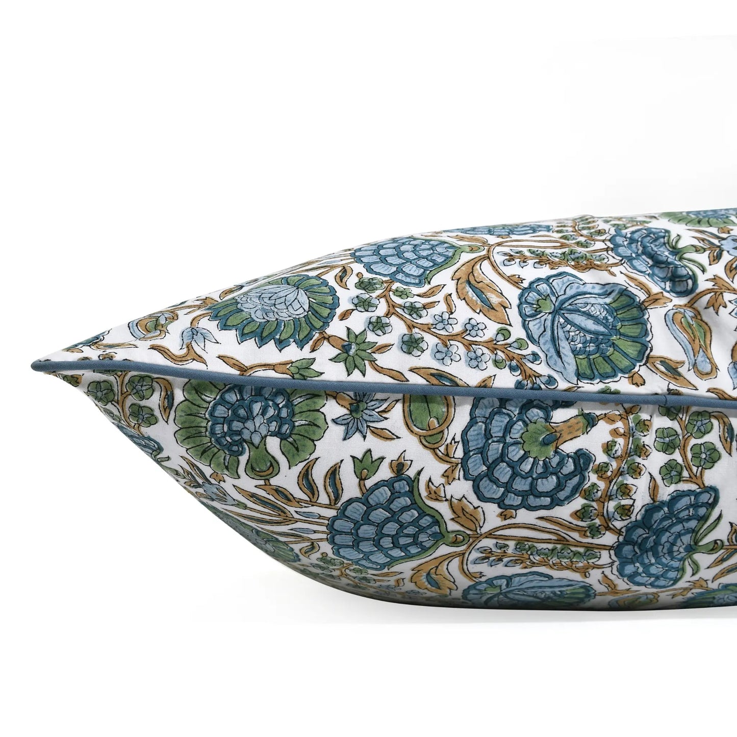 Decorative pillow with floral pattern on a white background